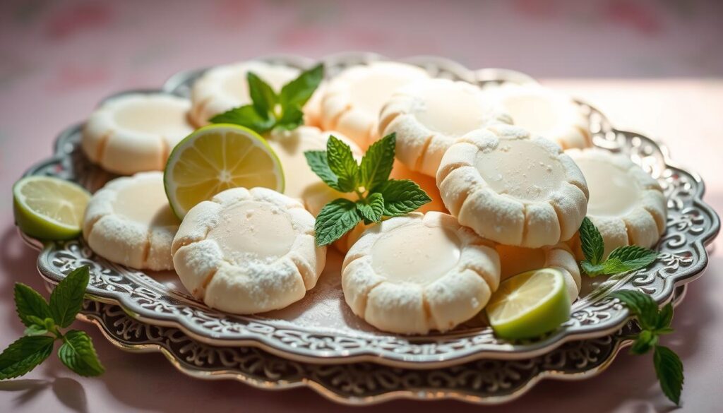 Lime Meltaway Cookies on a Dessert Platter