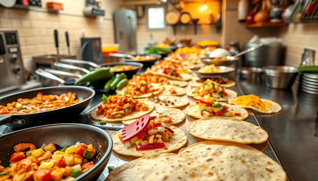 quesadilla assembly line